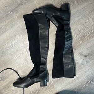 Zara Black Heeled Over-the-Knee Boots